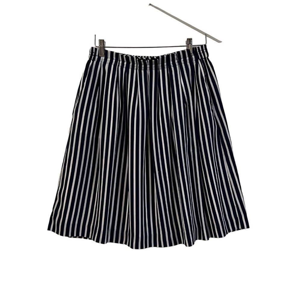 J. Crew Women's Blue & White Striped Mercantile Pleated Midi Skirt size 10